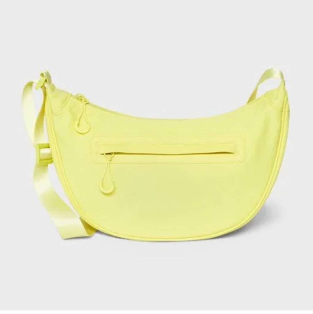 Wild Fable Neon Yellow Crossbody Moon Shaped Purse NWT Adjustable Strap